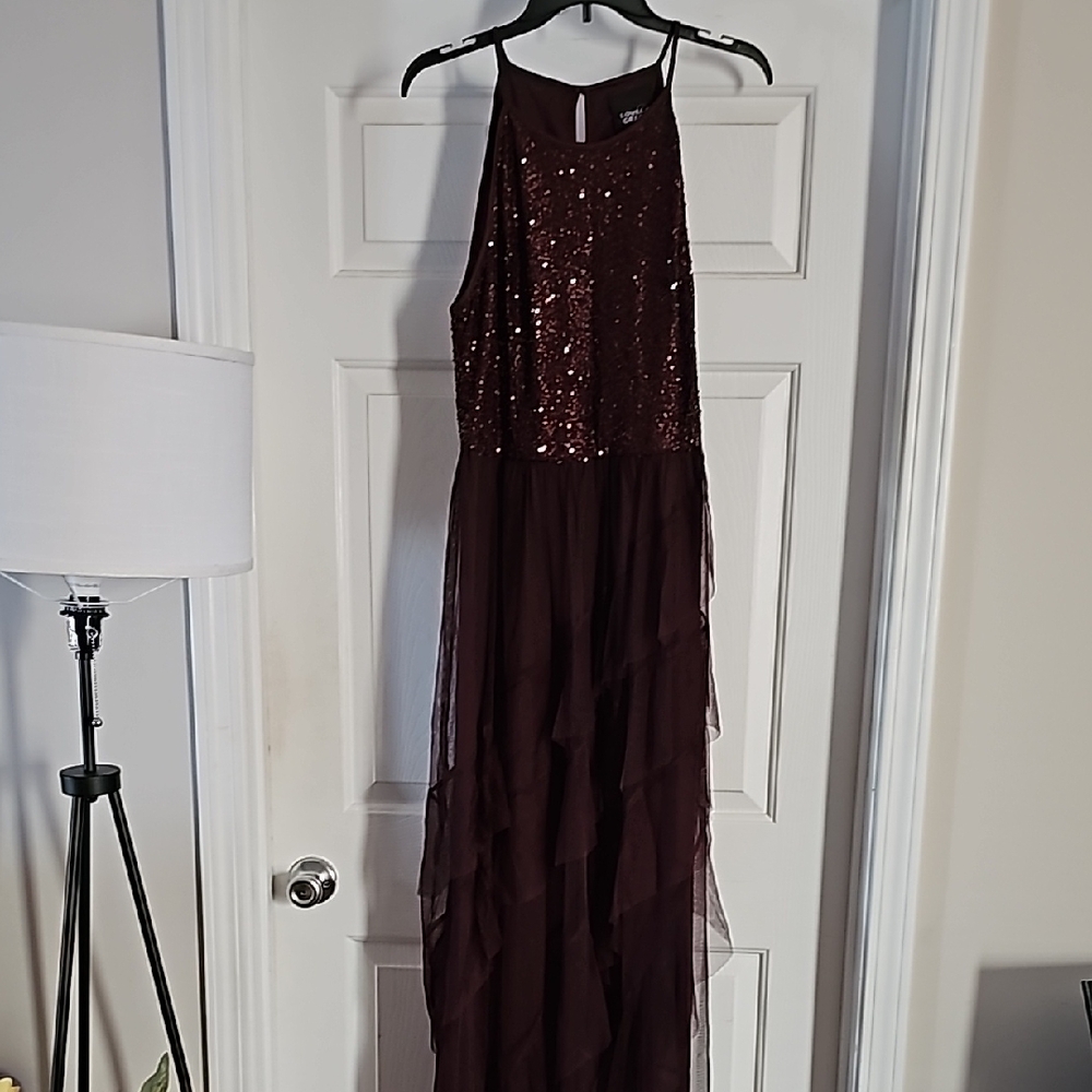Elegant Burgundy Sequin Dress